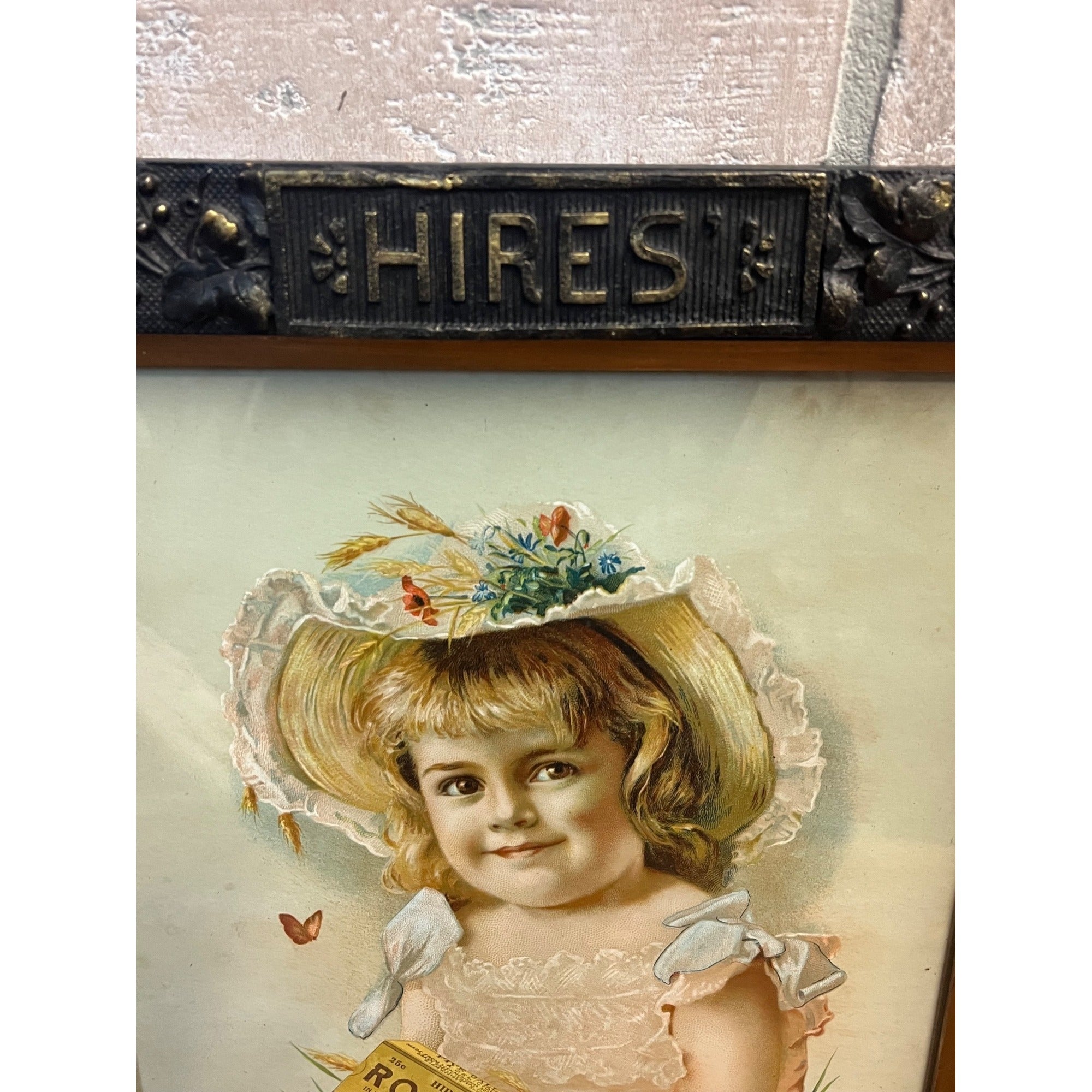 Original 1890s Hires Root Beer Victorian Framed Litho Advertising Sign Antique