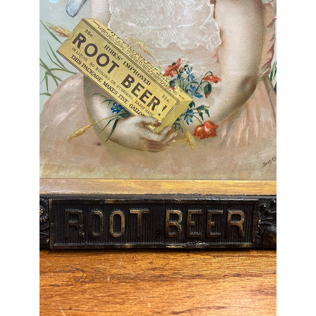 Original 1890s Hires Root Beer Victorian Framed Litho Advertising Sign Antique