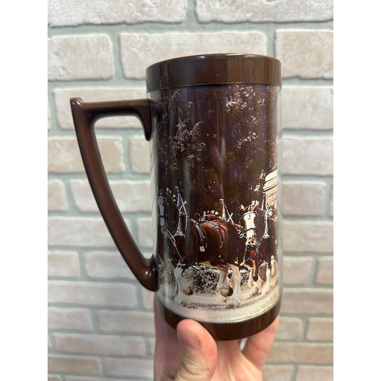 1970s Anheuser Busch Budweiser Clydesdale Horses Thermo-serv Insulated Beer Mug