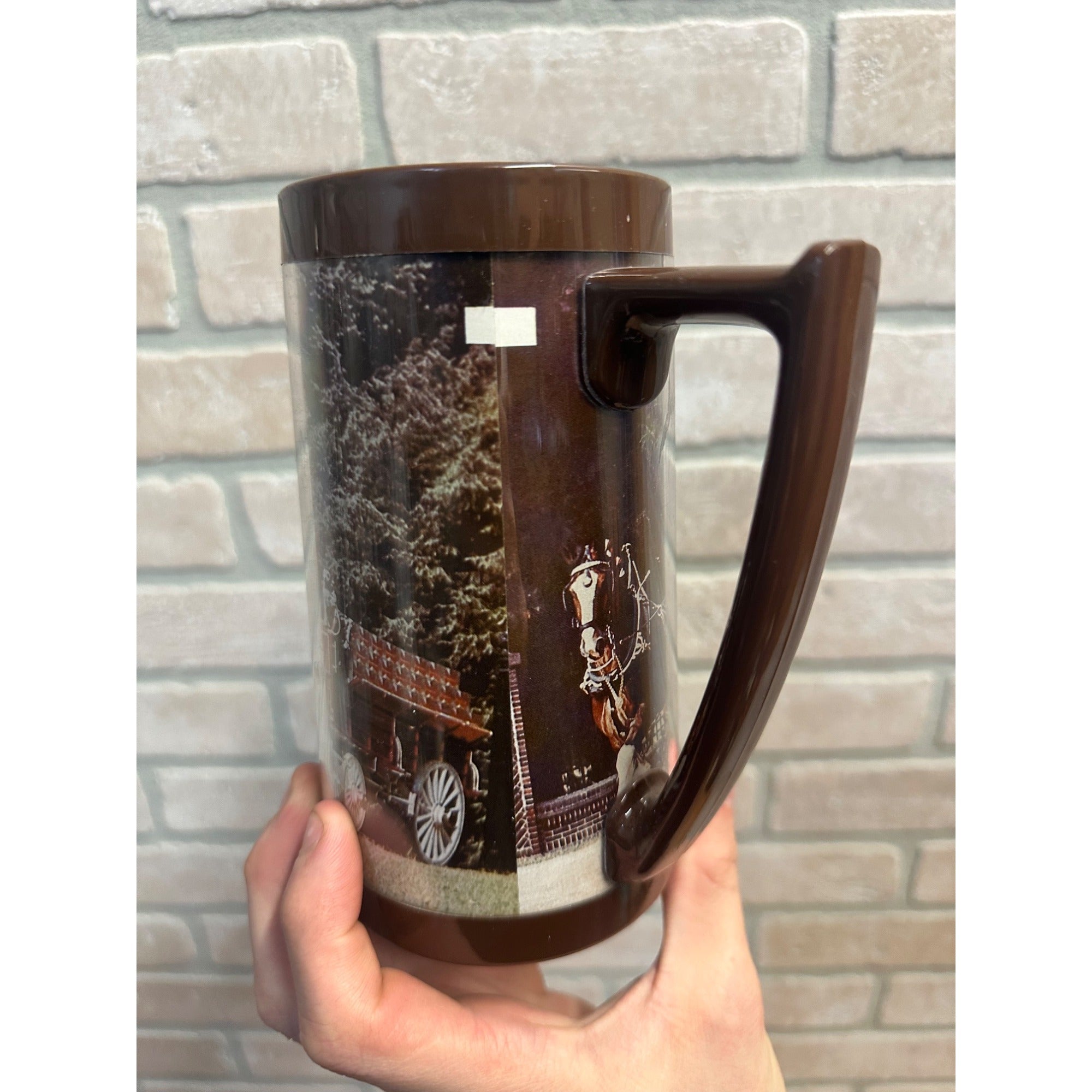1970s Anheuser Busch Budweiser Clydesdale Horses Thermo-serv Insulated Beer Mug