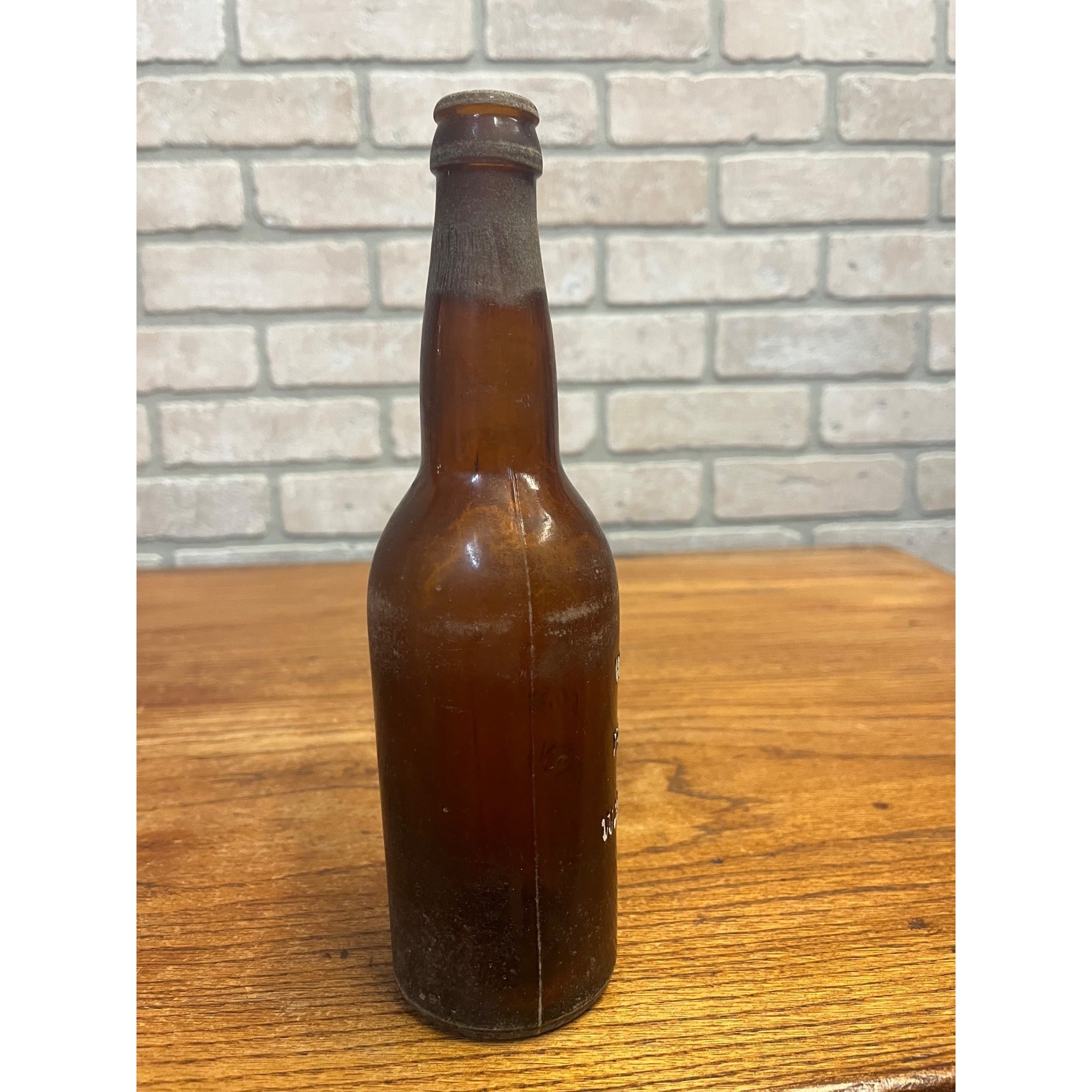 Vintage Embossed Amber Glass Beer Bottle Weber Beverage Co. of Waukesha, WI