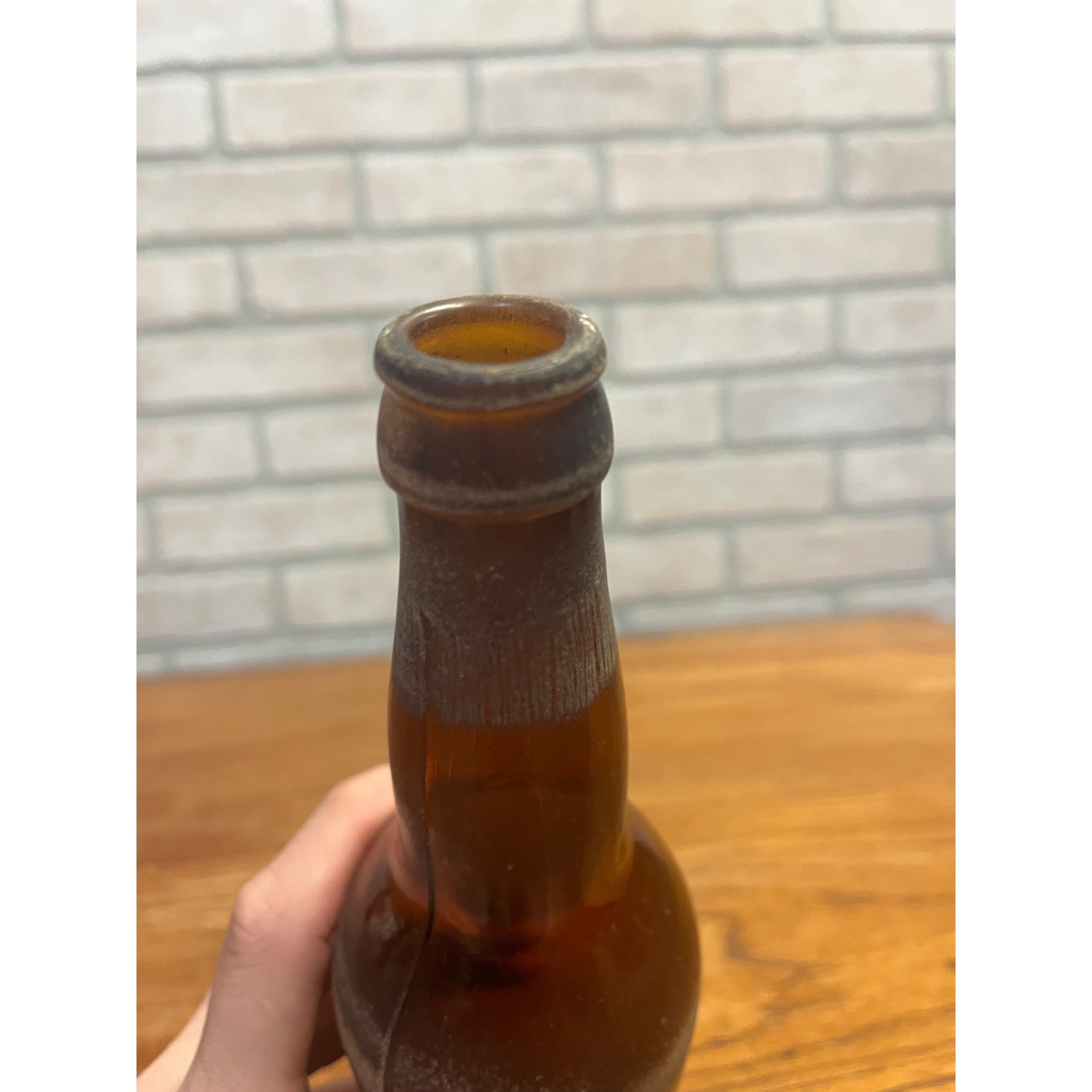 Vintage Embossed Amber Glass Beer Bottle Weber Beverage Co. of Waukesha, WI