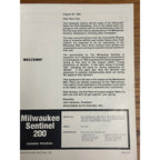 1982 Milwaukee Sentinel 200 Stock Car Race Souvenir Program Wisconsin