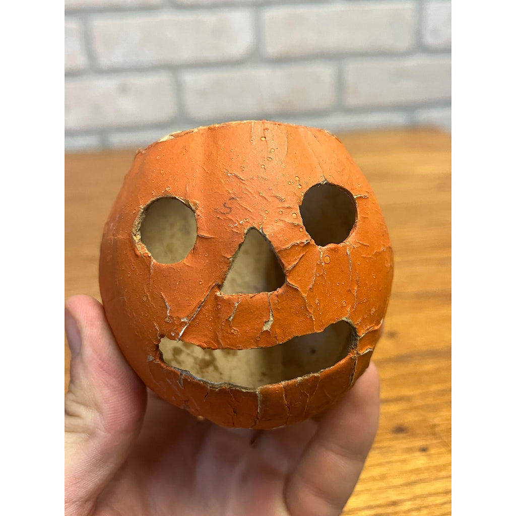 Antique 1920s Halloween German Pressed Cardboard Mini Jack o'Lantern JOL Rounded