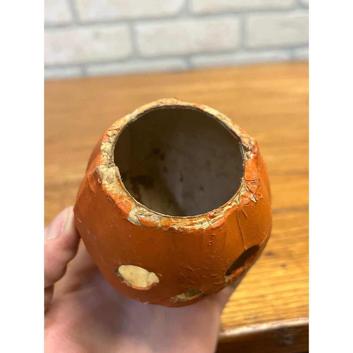 Antique 1920s Halloween German Pressed Cardboard Mini Jack o'Lantern JOL Rounded