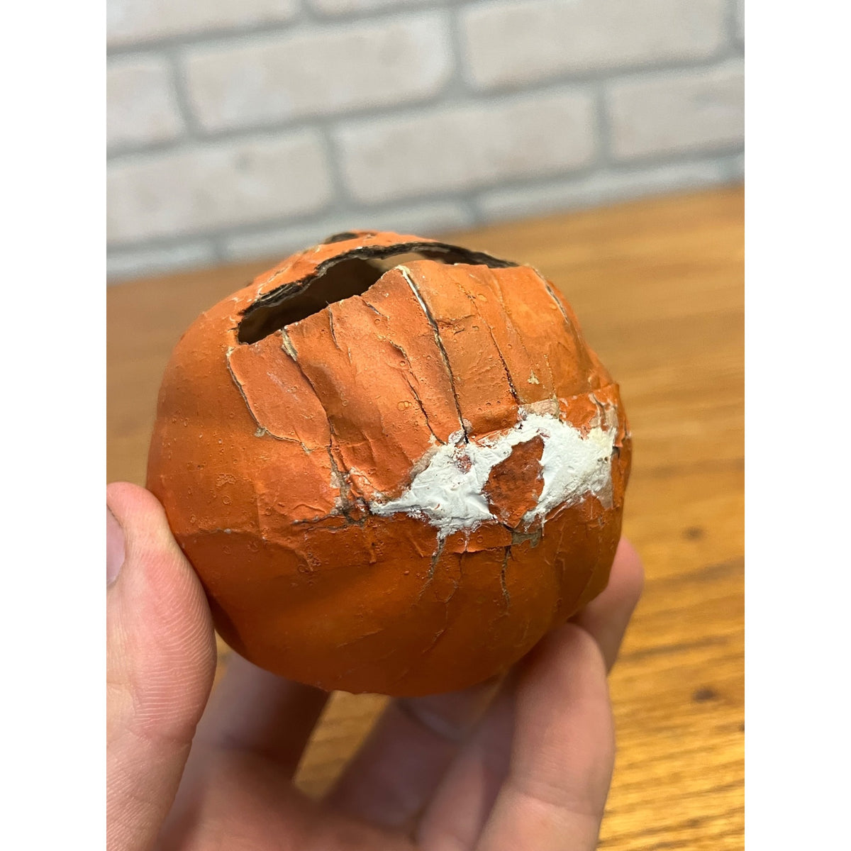 Antique 1920s Halloween German Pressed Cardboard Mini Jack o'Lantern JOL Rounded