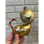 Rare Vintage De Carlini Brown Tabby Cat Italian Blown Glass Ornament