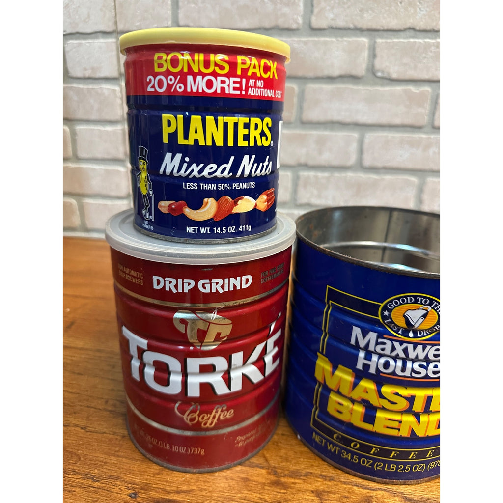 Vintage Lot Kitchen Advertising Tins Coffee Lipton Tea, Planters Hill Bros