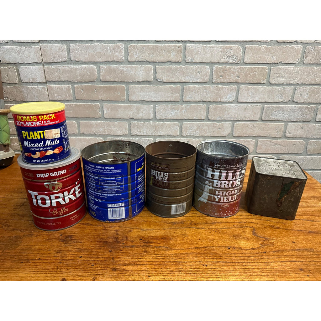Vintage Lot Kitchen Advertising Tins Coffee Lipton Tea, Planters Hill Bros