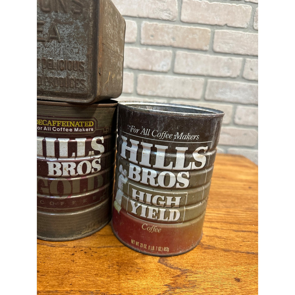 Vintage Lot Kitchen Advertising Tins Coffee Lipton Tea, Planters Hill Bros