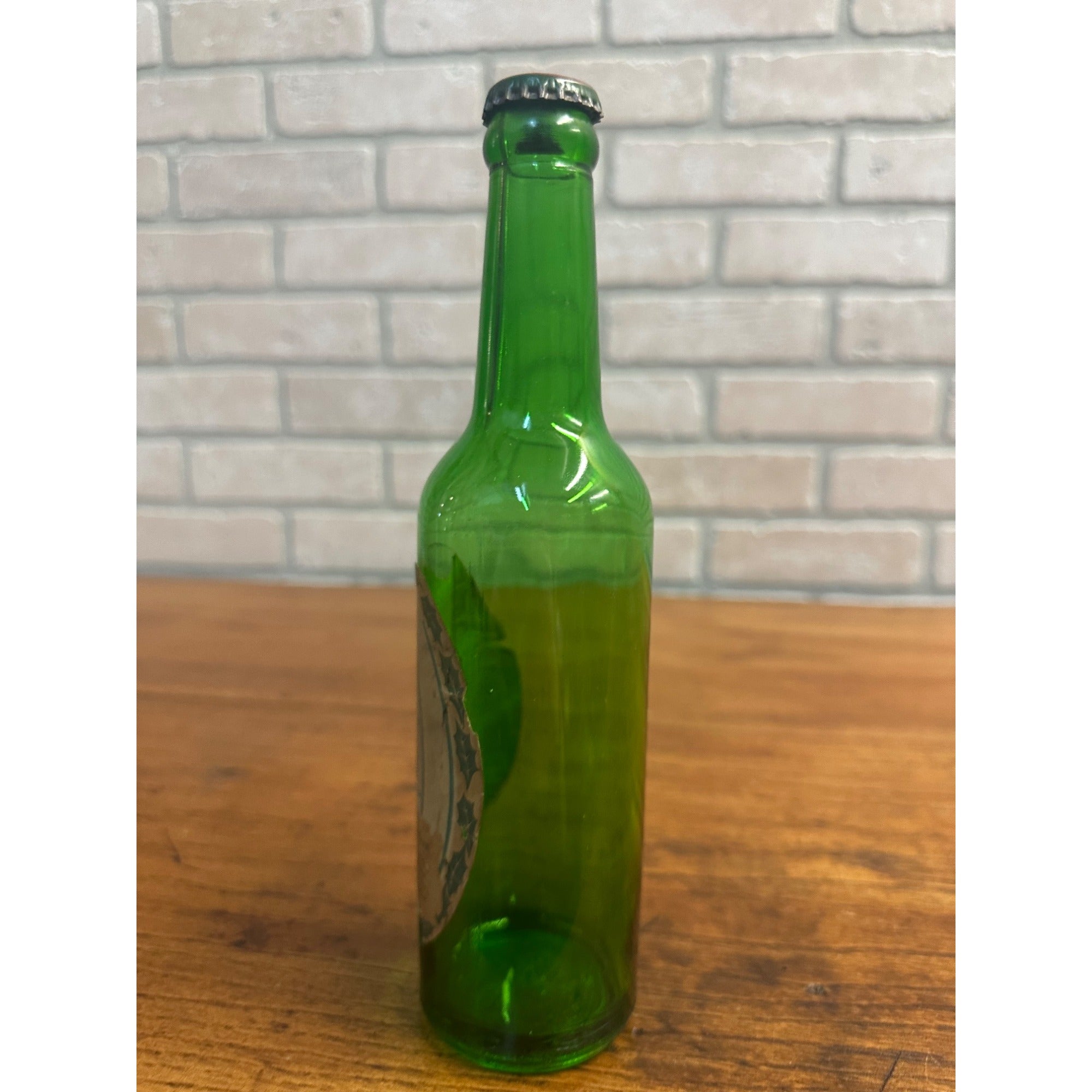 Vintage 1950s Christmas Greetings Ballantine Beer 12oz Bottle Label Green