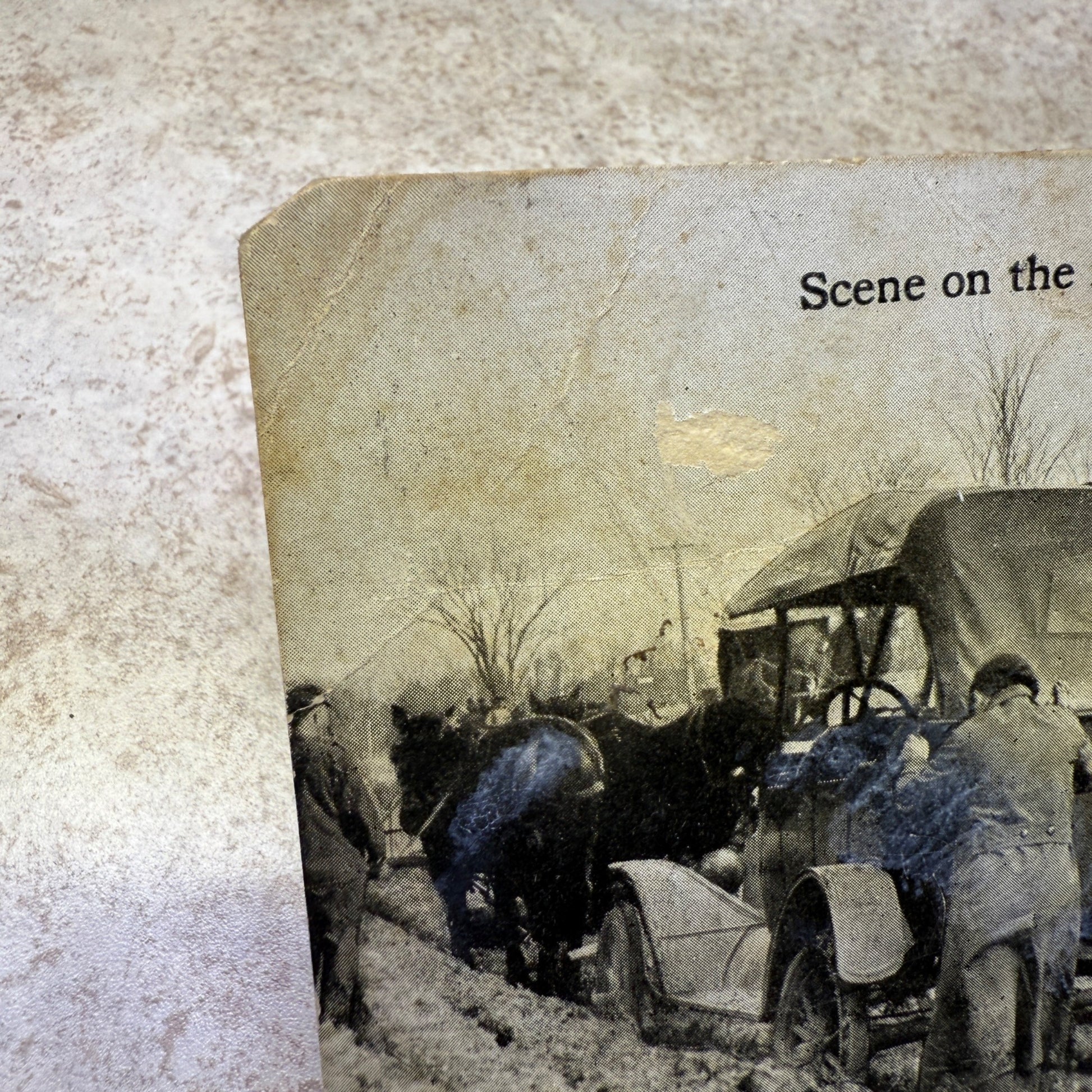 Scene at Dale Wis Joy Ride Automobile Stuck Dirt Road Ford Postcard