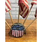 Vintage 1940s Car Auto Hood Mount Brackets Patriotic US Flag Holder w/ Flags
