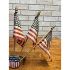 Vintage 1940s Car Auto Hood Mount Brackets Patriotic US Flag Holder w/ Flags