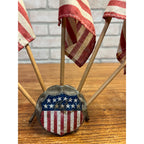 Vintage 1940s Car Auto Hood Mount Brackets Patriotic US Flag Holder w/ Flags