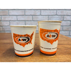 (2) A&W Wax Paper Cup Soda 2000 Across the Nation -2 Sizes