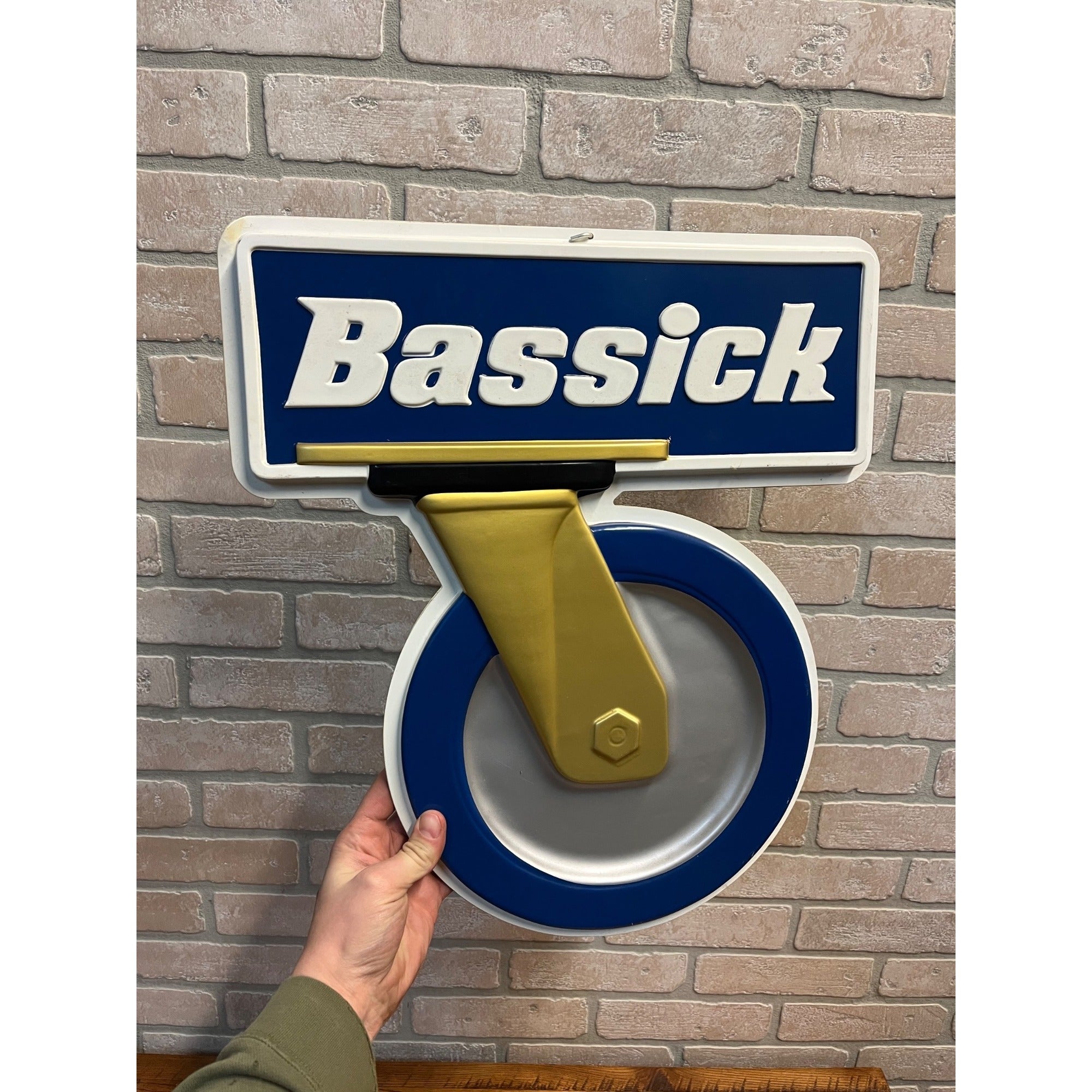 Vintage Bassick Caster Wheels Advertising Plastic Hanging Hardware Store Sign