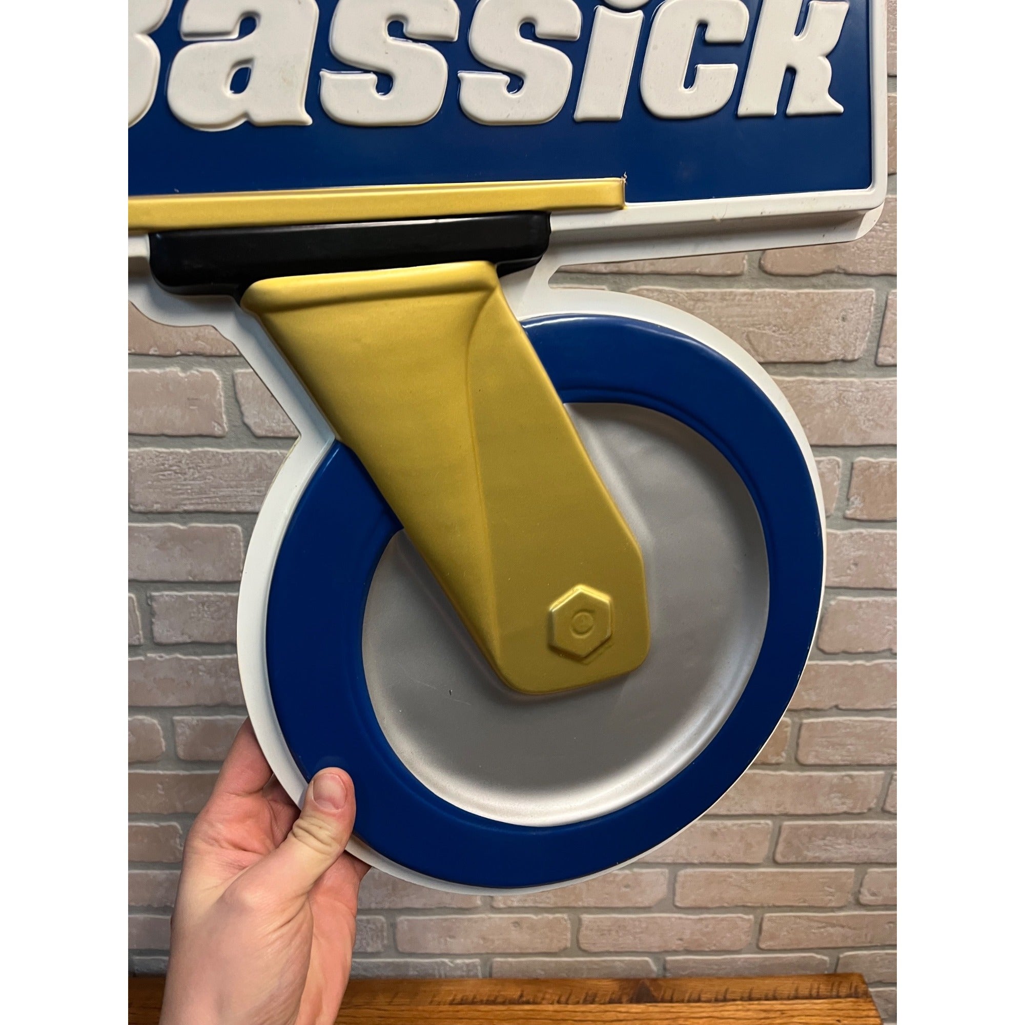 Vintage Bassick Caster Wheels Advertising Plastic Hanging Hardware Store Sign