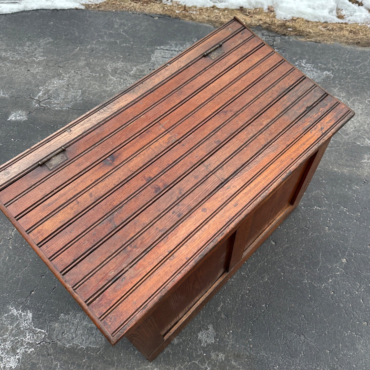 Antique Oak Wooden Primitive General Store Bulk Storage Bin Box