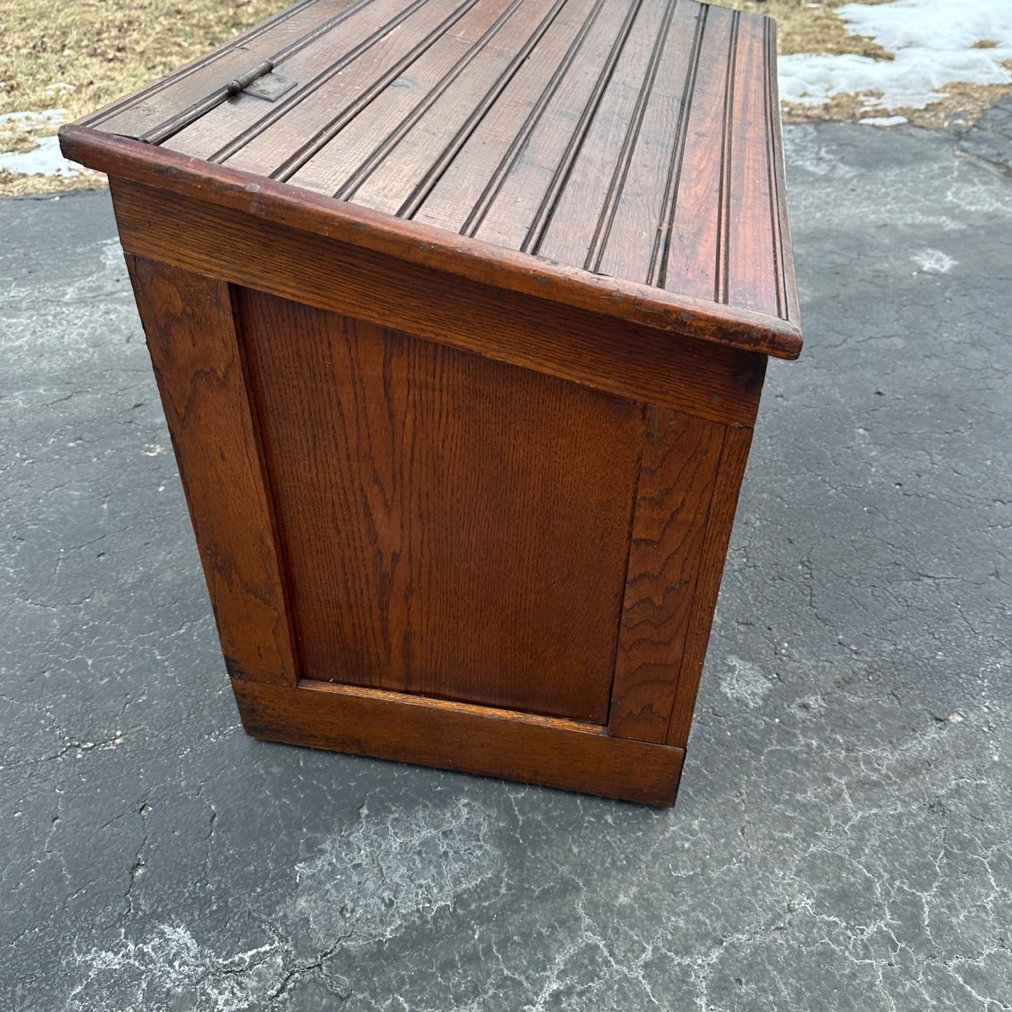 Antique Oak Wooden Primitive General Store Bulk Storage Bin Box