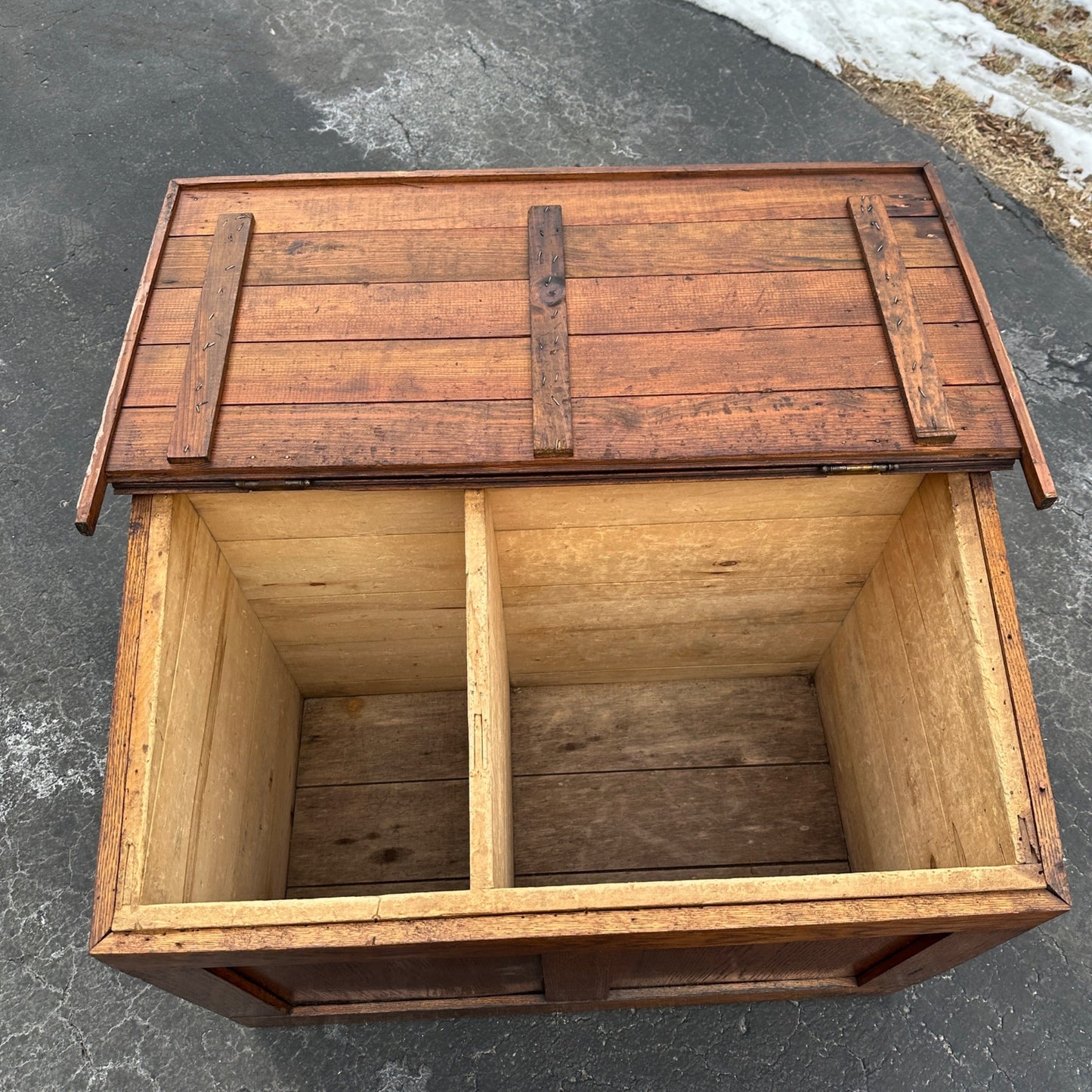 Antique Oak Wooden Primitive General Store Bulk Storage Bin Box