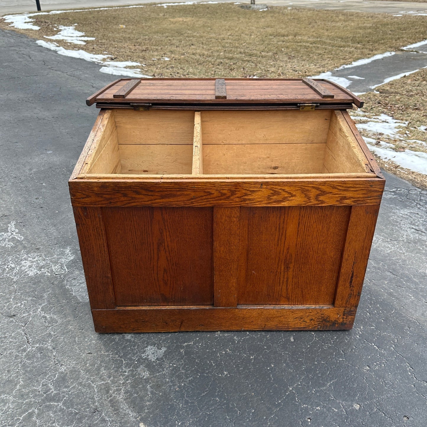 Antique Oak Wooden Primitive General Store Bulk Storage Bin Box