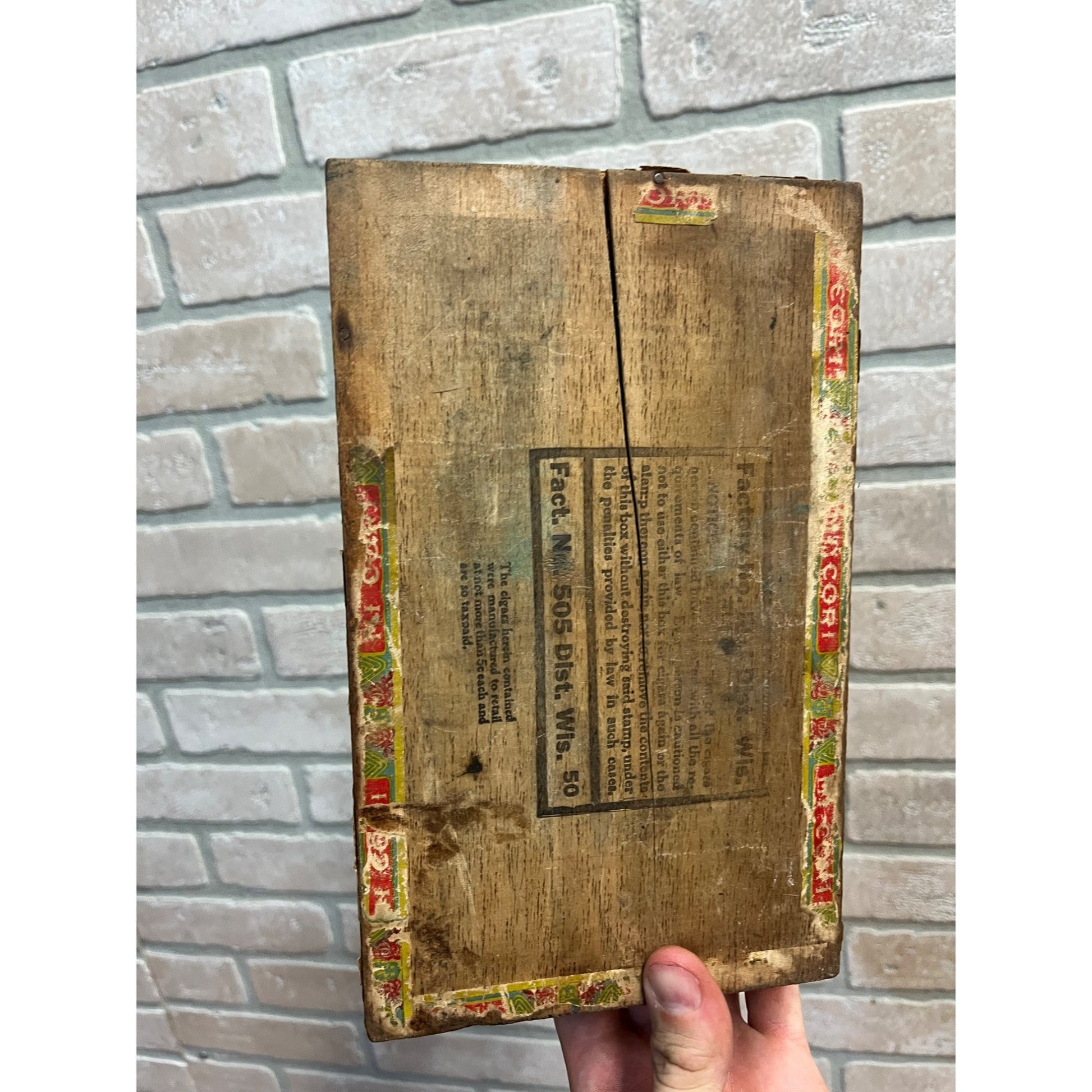 Vintage 1920s Mi Cora Cigar Wooden Box J. Kerns Milwaukee Wisconsin Wis