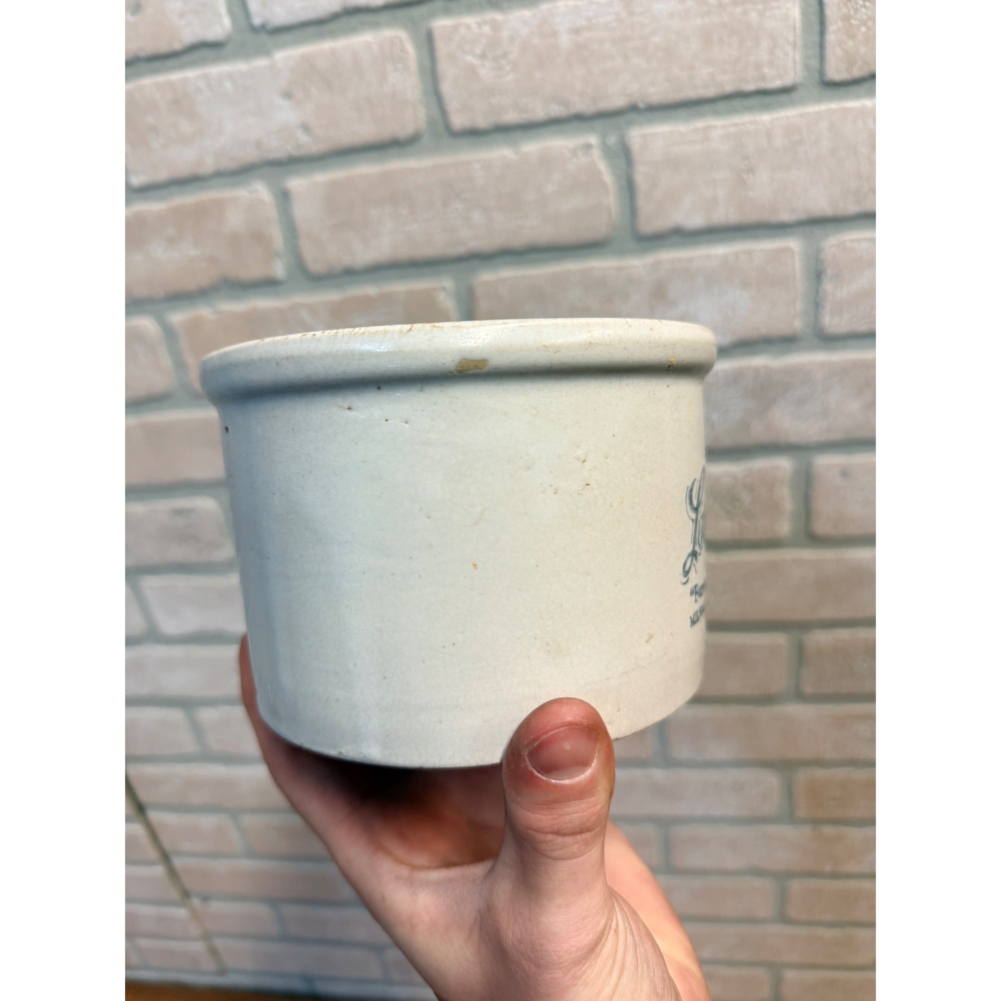 Antique Advertising Lambrecht Butter Crock Milwaukee Chicago Dairy Stoneware