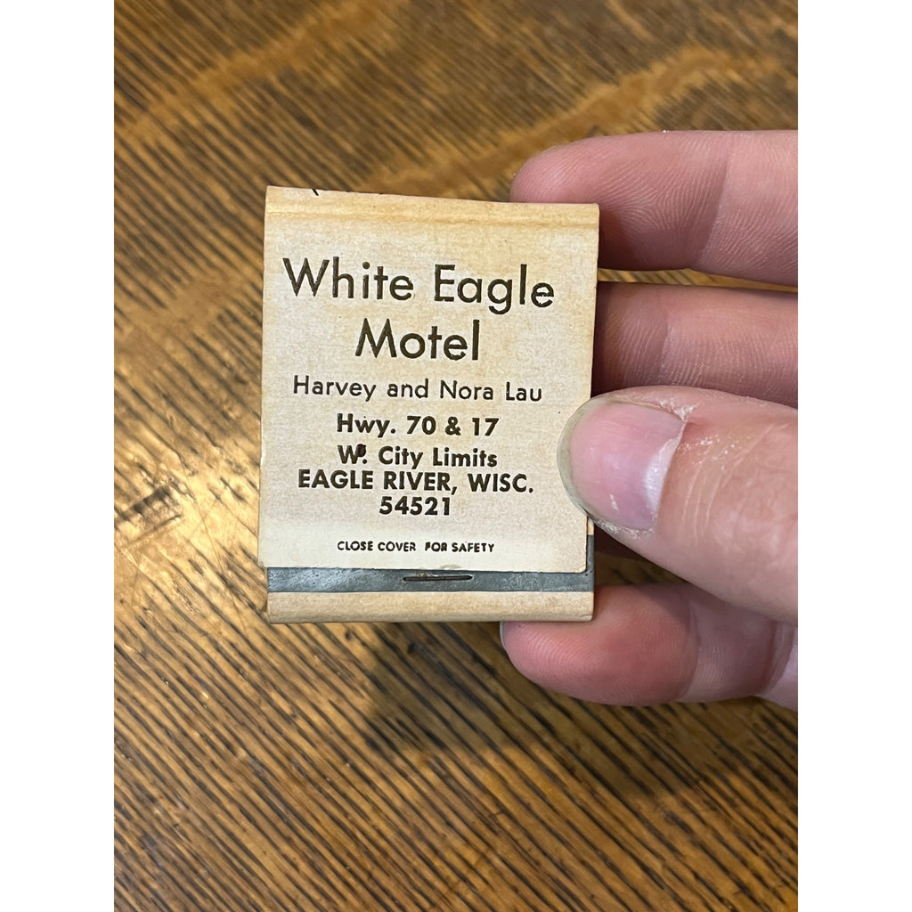 Vintage Matchbook Advertising - White Eagle Motel - Eagle River, Wis.