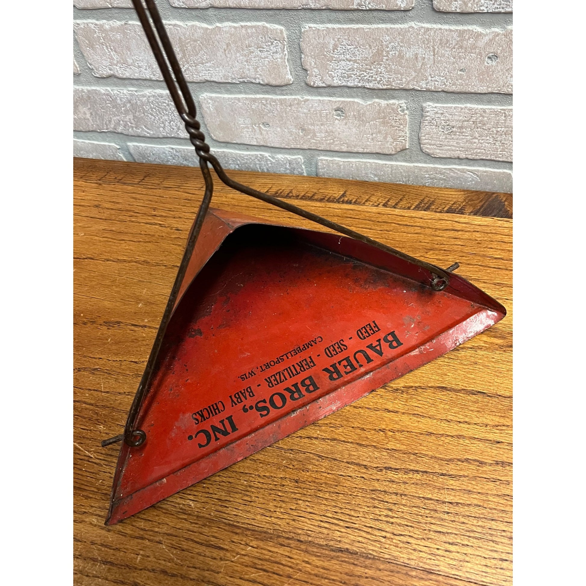 Vintage Bauer Bros Advertising General Store Dust Pan Campbellsport Wis