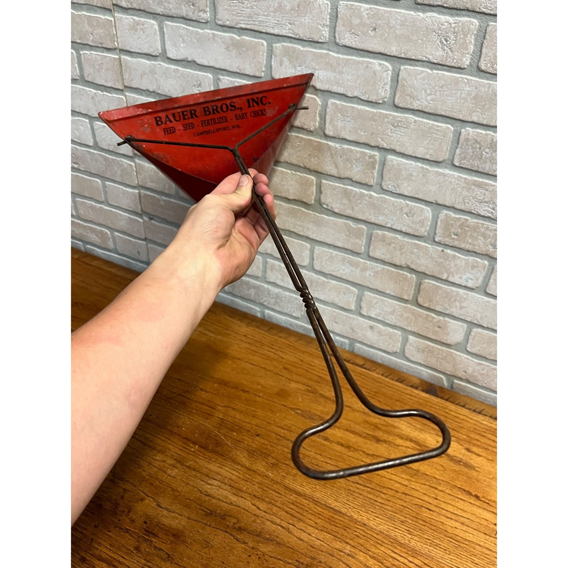 Vintage Bauer Bros Advertising General Store Dust Pan Campbellsport Wis
