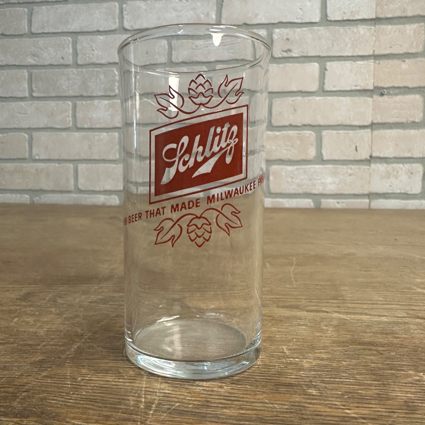 Vintage 1960s Schlitz 8oz Beer Glass Tavern Barware Milwaukee 4.75"