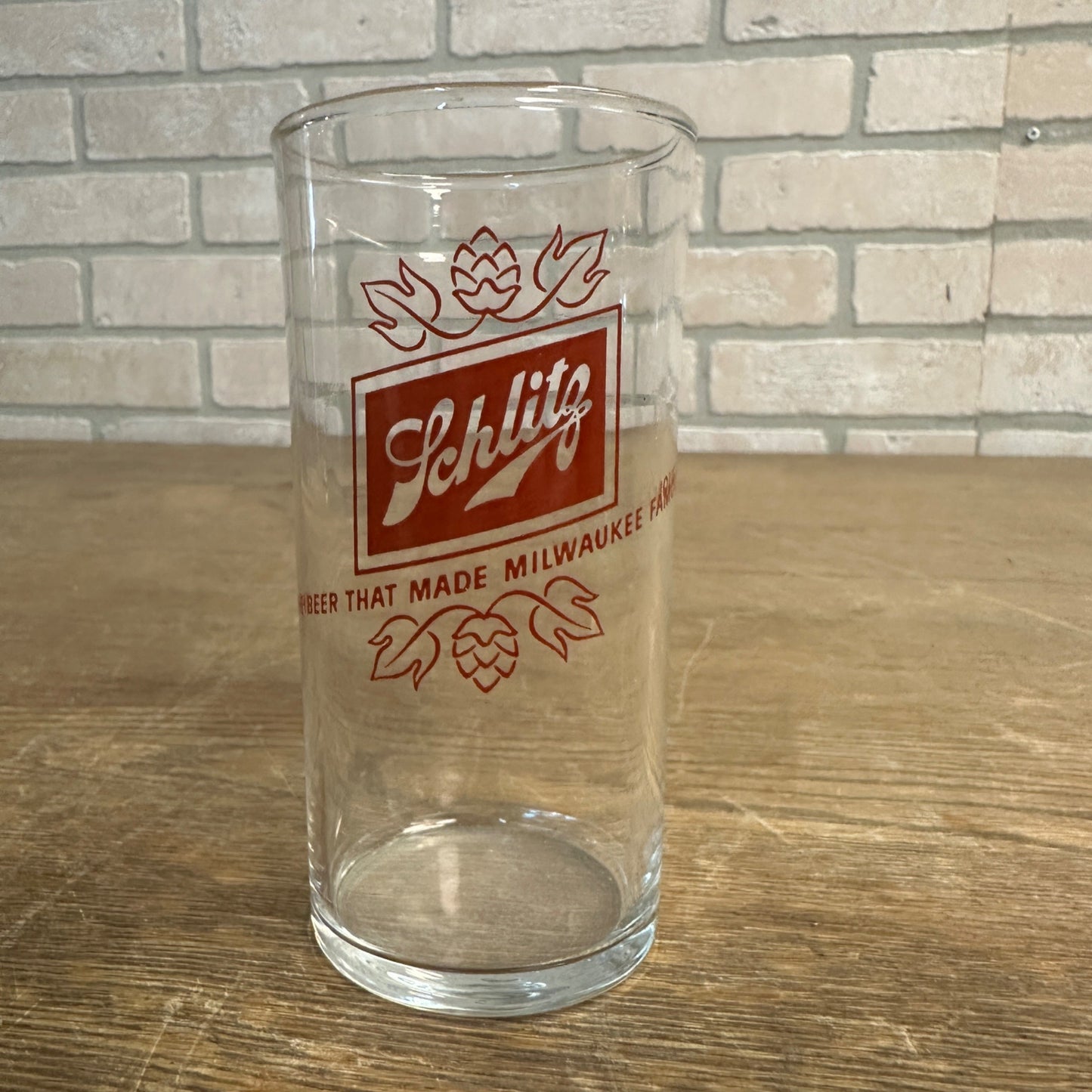 Vintage 1960s Schlitz 8oz Beer Glass Tavern Barware Milwaukee 4.75"