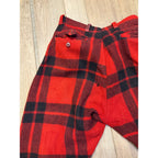 Vintage Size 36 Woolrich Red Buffalo Plaid Wool Flannel Hunting Pants Fall Winter Distressed