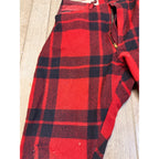 Vintage Size 36 Woolrich Red Buffalo Plaid Wool Flannel Hunting Pants Fall Winter Distressed