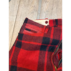 Vintage Size 36 Woolrich Red Buffalo Plaid Wool Flannel Hunting Pants Fall Winter Distressed