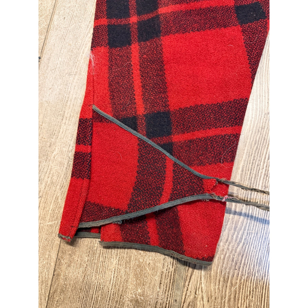 Vintage Size 36 Woolrich Red Buffalo Plaid Wool Flannel Hunting Pants Fall Winter Distressed