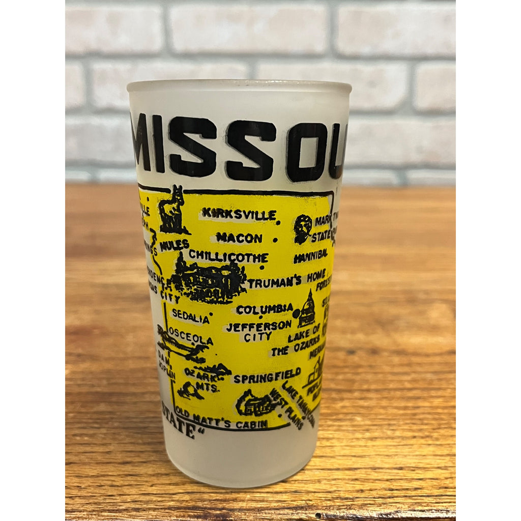 Vintage Drinking Glass Missouri Map and Attractions The Show Me State