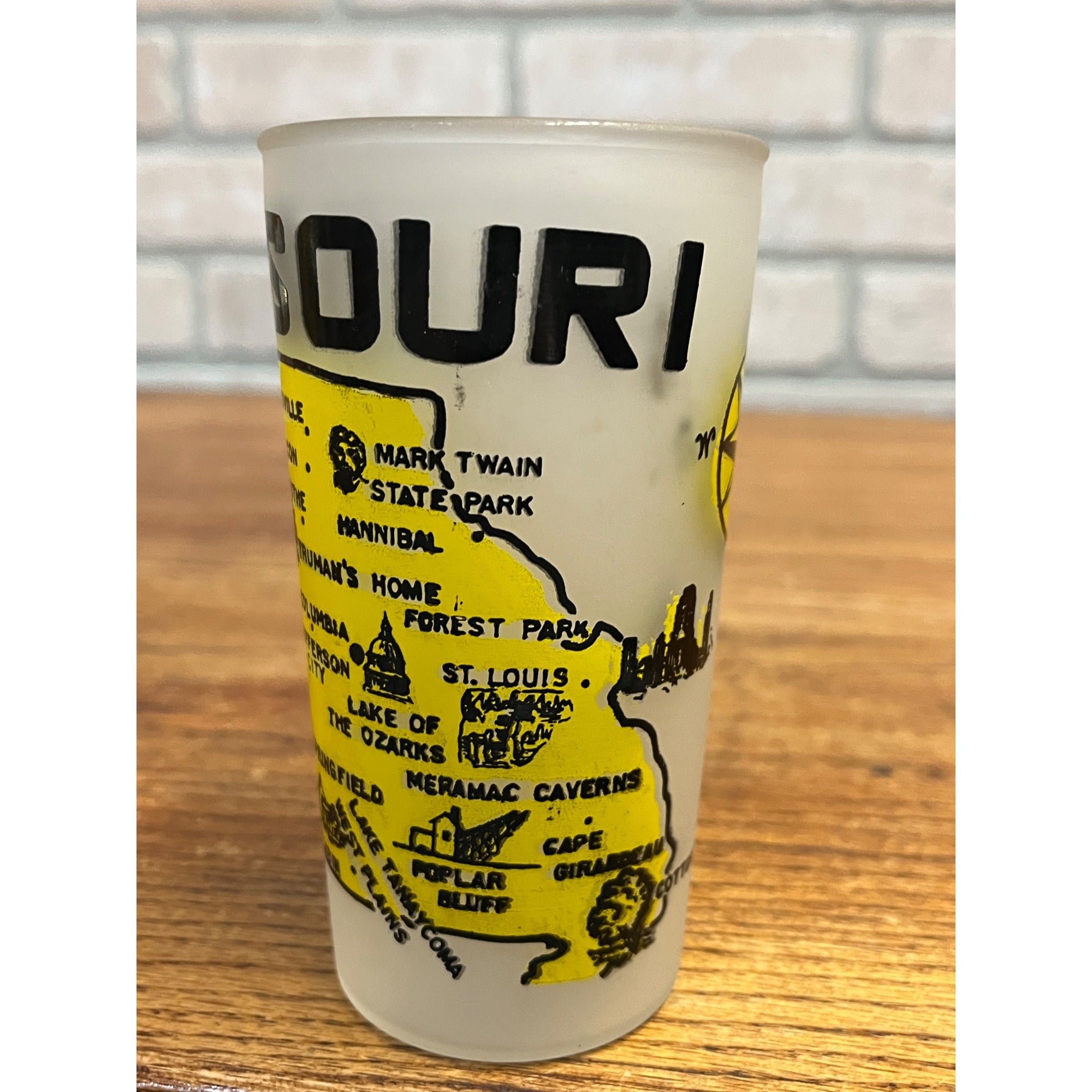 Vintage Drinking Glass Missouri Map and Attractions The Show Me State