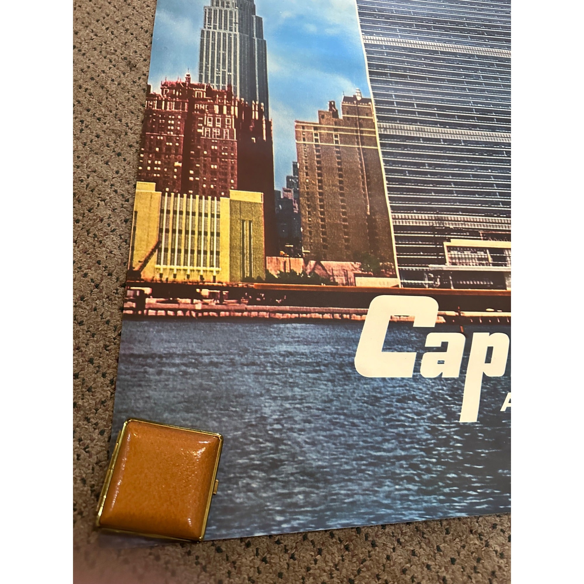 RARE Original Vintage Fly Capital Airlines New York Poster Airport