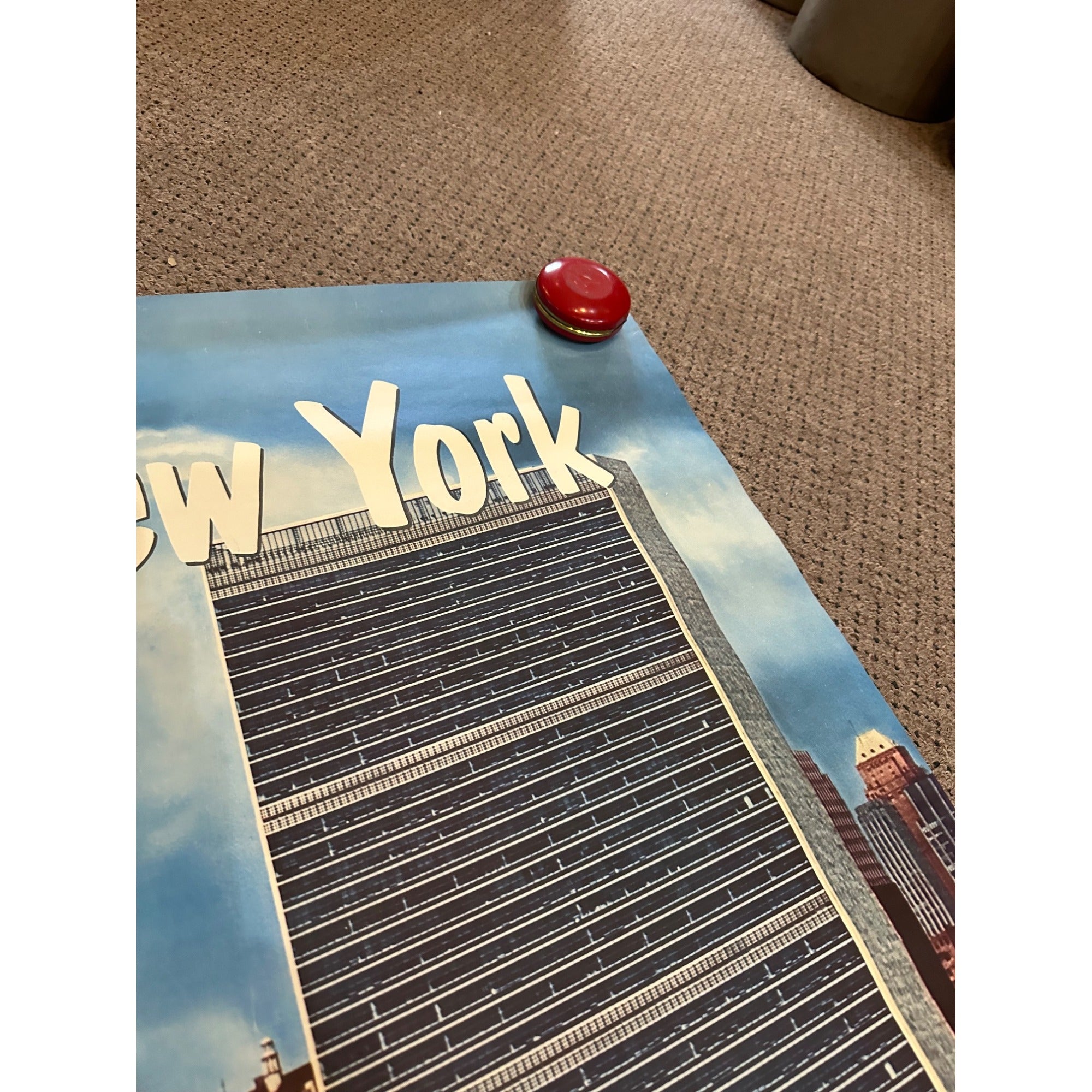 RARE Original Vintage Fly Capital Airlines New York Poster Airport