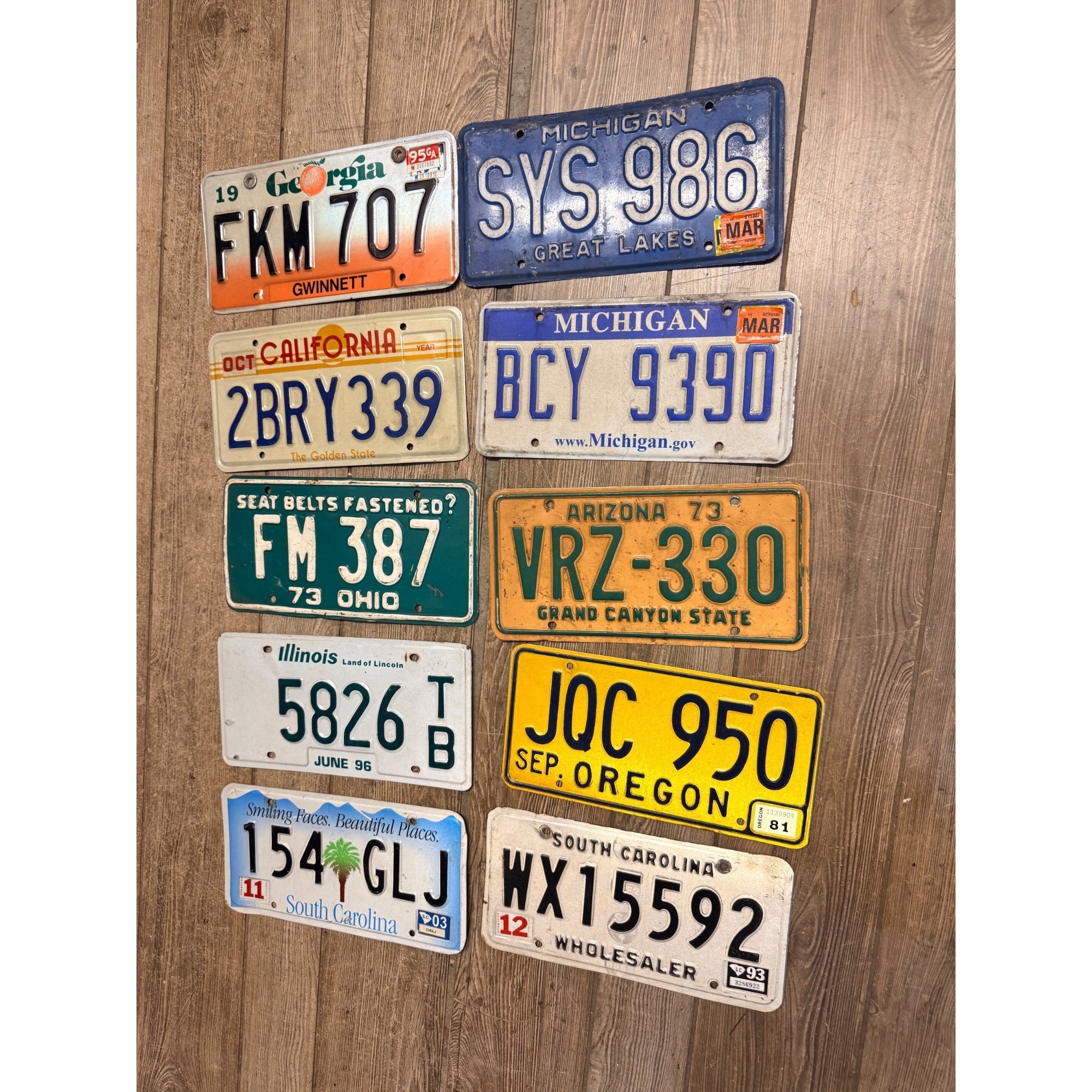 Vintage Large Lot of Nine (9) Assorted State License Plates 1970's-2000's