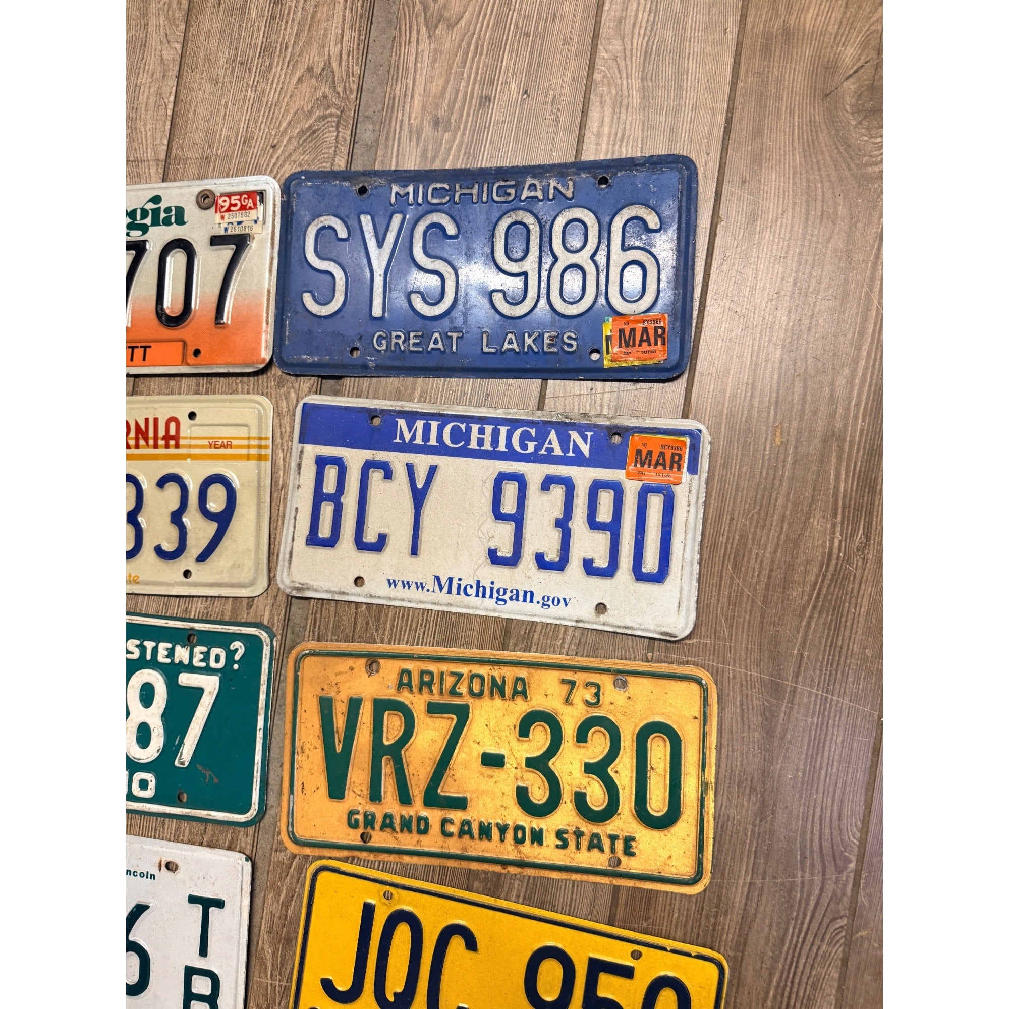 Vintage Large Lot of Nine (9) Assorted State License Plates 1970's-2000's