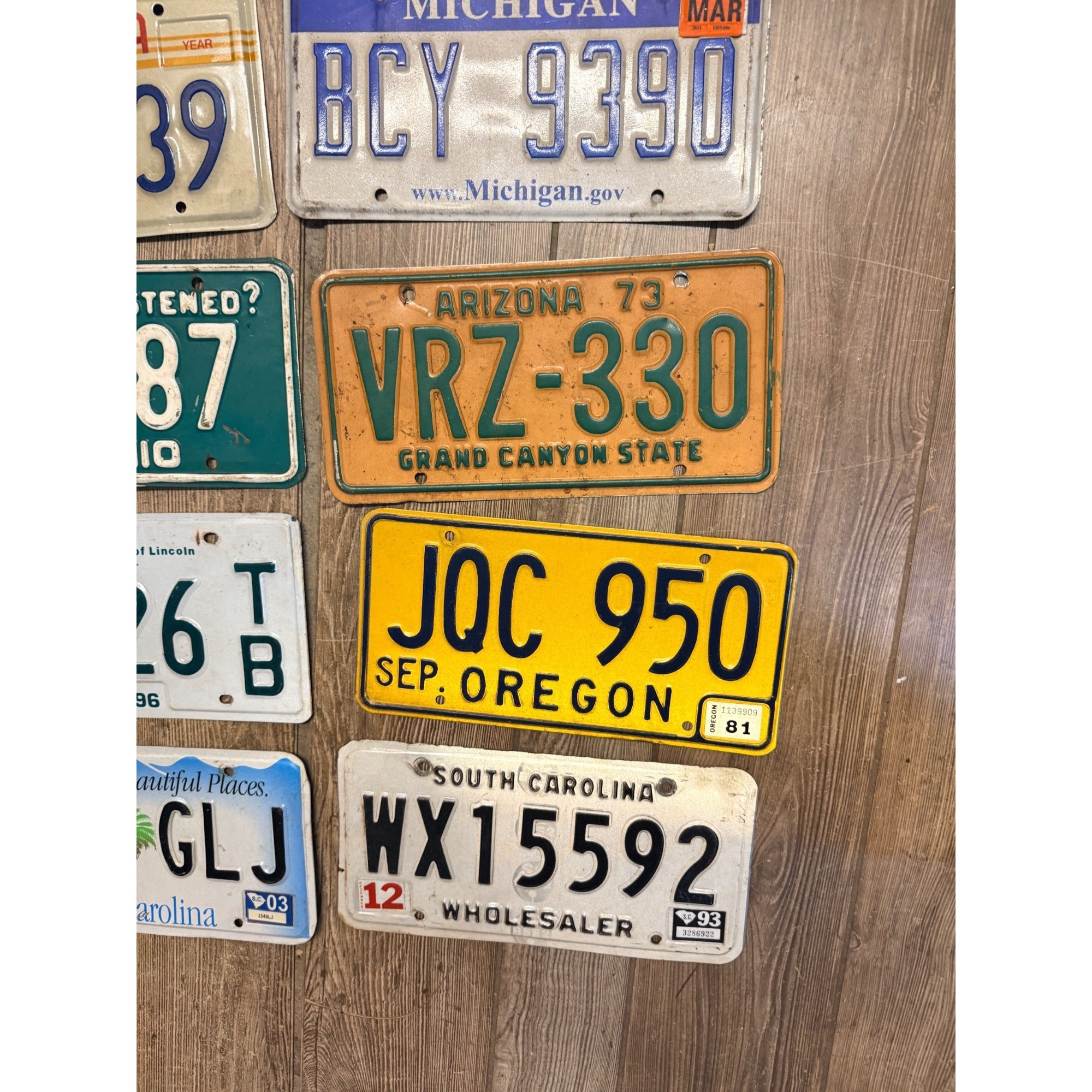 Vintage Large Lot of Nine (9) Assorted State License Plates 1970's-2000's