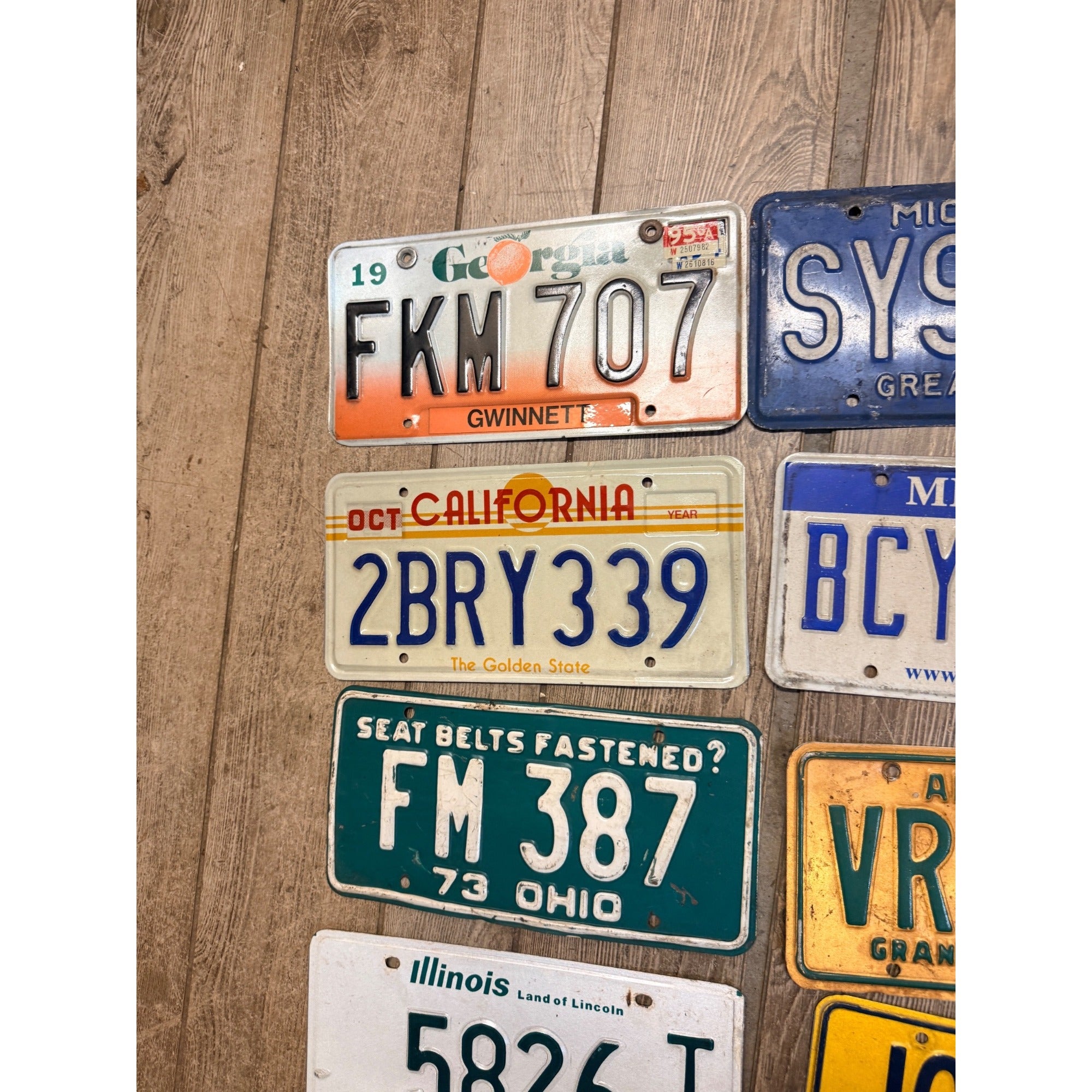 Vintage Large Lot of Nine (9) Assorted State License Plates 1970's-2000's