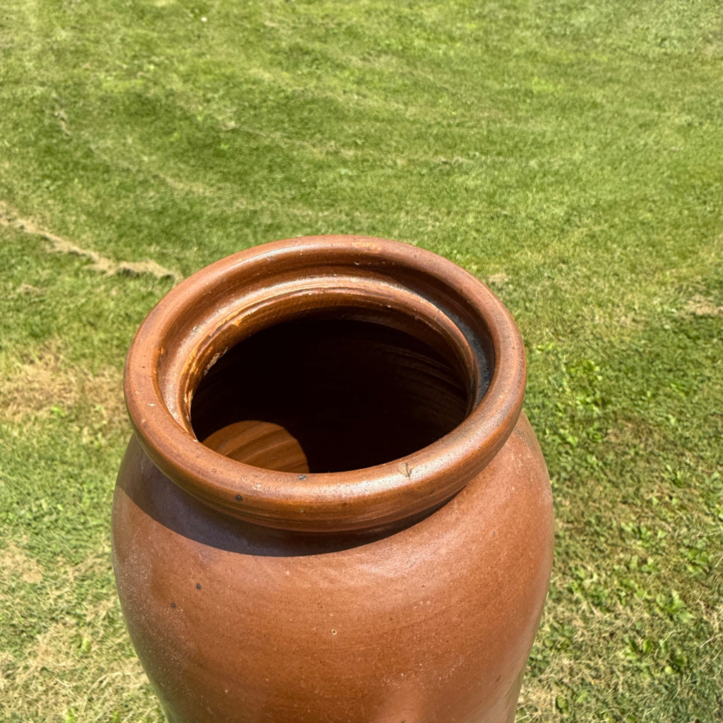 Antique Brown Stoneware Snuff Preserves Jar Crock No Lid