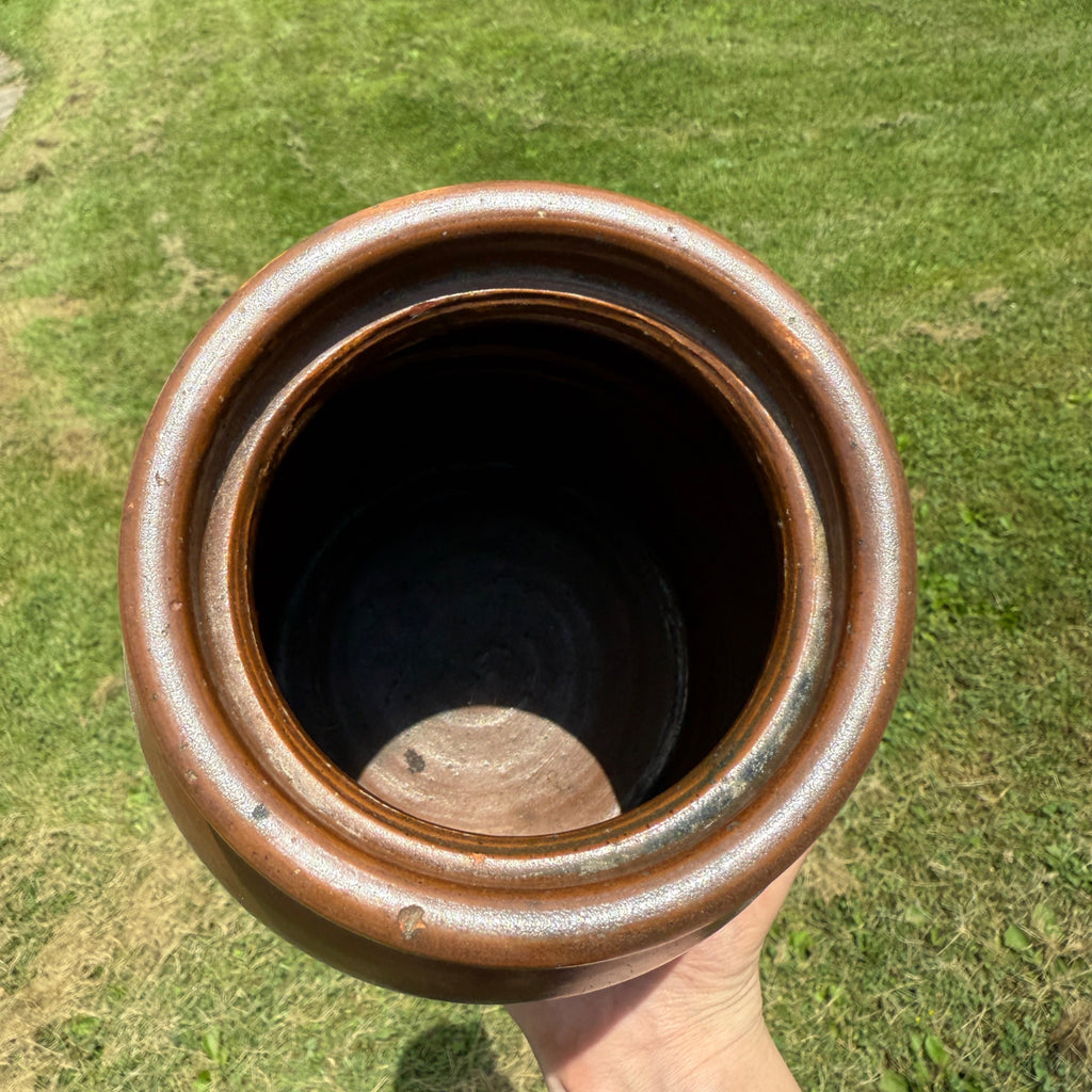 Antique Brown Stoneware Snuff Preserves Jar Crock No Lid
