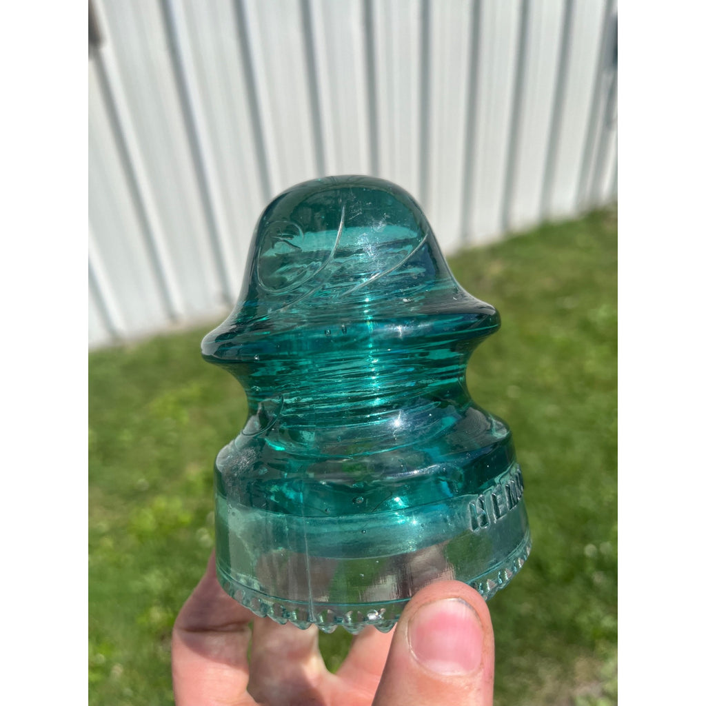 Antique Hemingray No. 20 Aqua Blue Green Glass Telephone Insulator