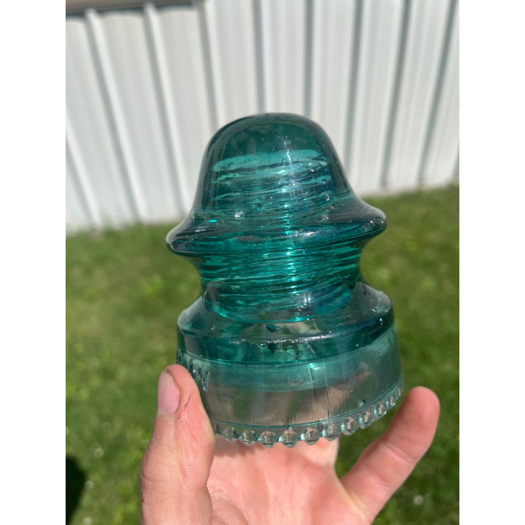 Antique Hemingray No. 20 Aqua Blue Green Glass Telephone Insulator