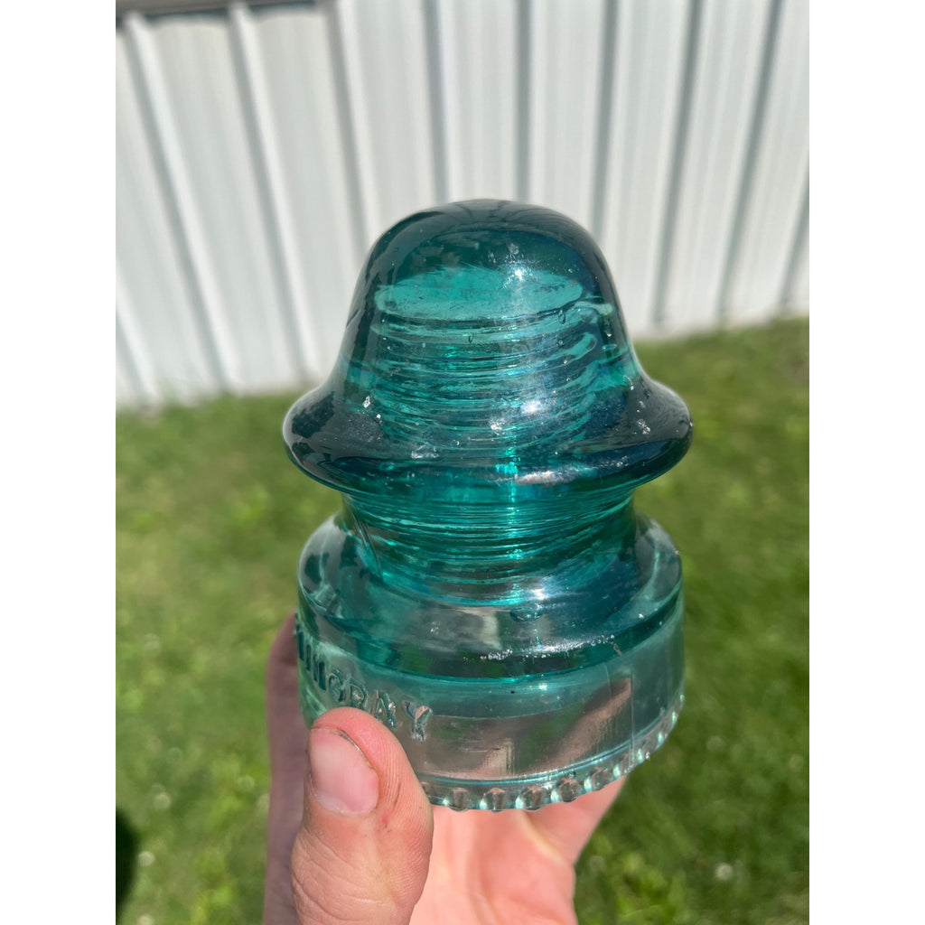 Antique Hemingray No. 20 Aqua Blue Green Glass Telephone Insulator